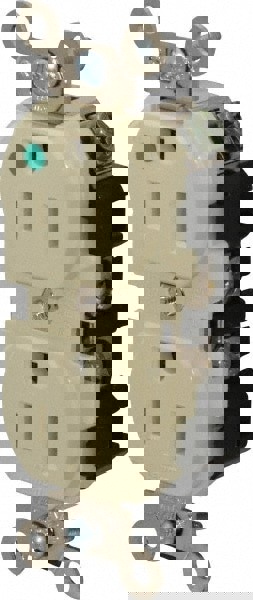 Straight Blade Duplex Receptacle: NEMA 5-15R, 15 Amps, Self-Grounding